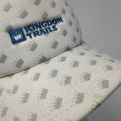 Kingdom Trails Trucker Hat White Blue One Size Crown Pattern Mesh Snapback