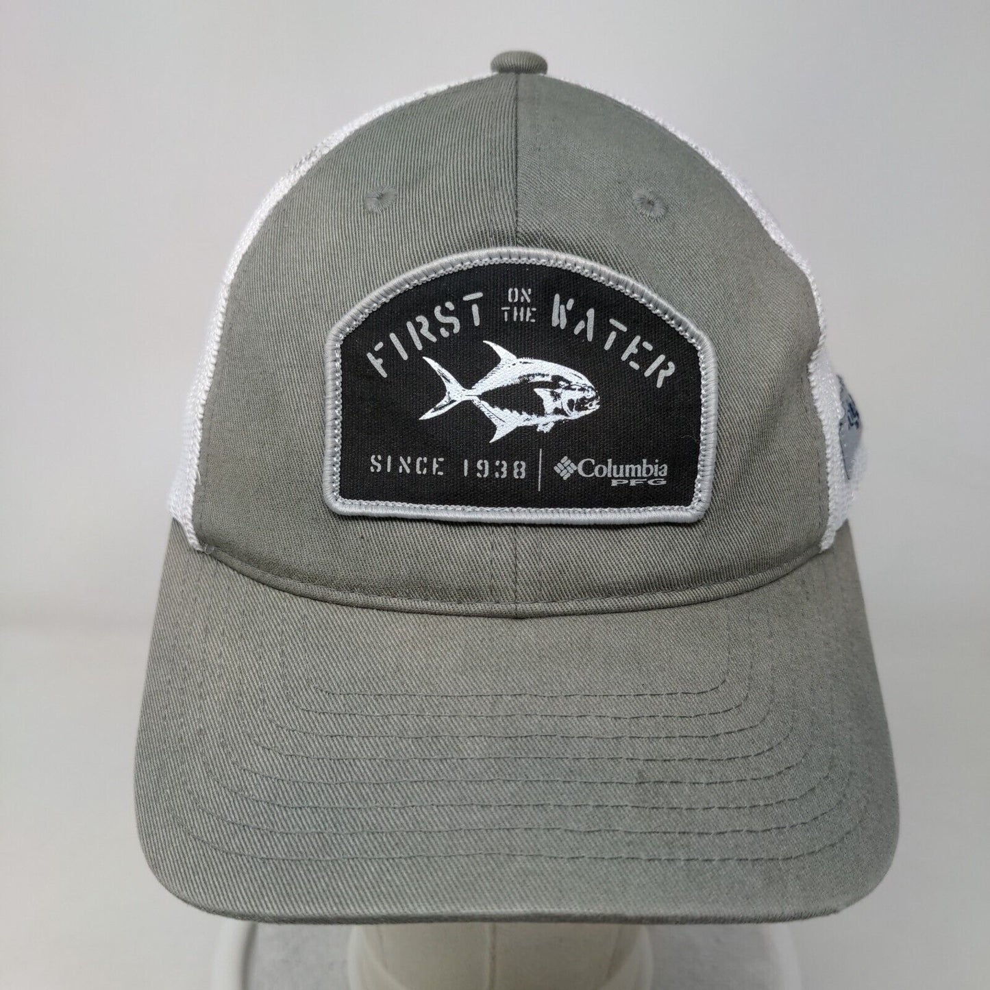 First On The Water Snapback Mesh Back Trucker Hat Gray One Size Columbia PFG