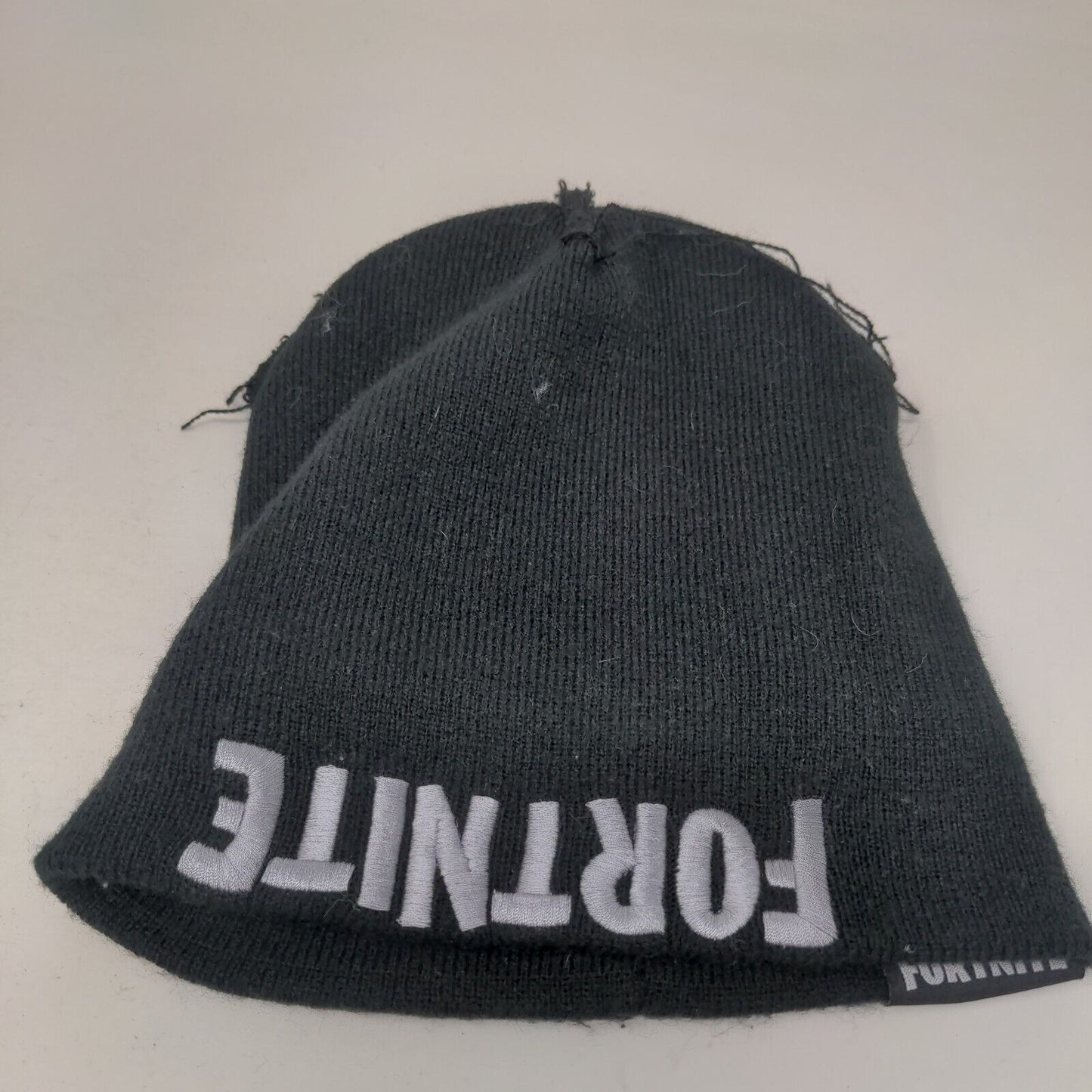 Fortnite Beanie Hat Black OSFM Knitted Embroidered Stretch Epic Games