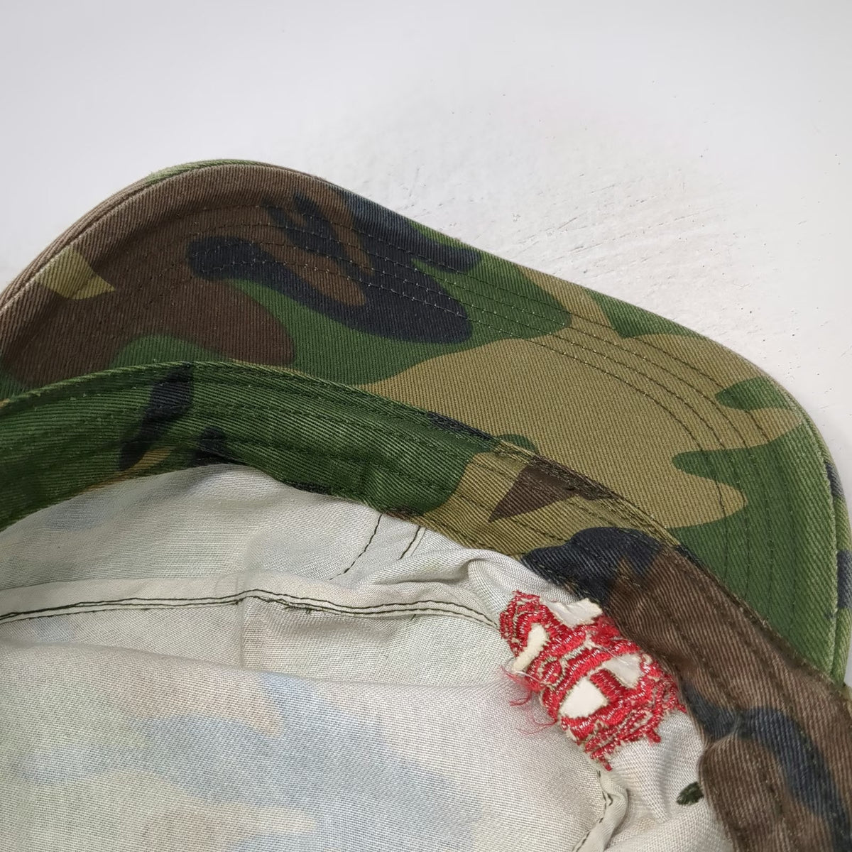 District Army Cap Green Camo One Size Can Do Red Embroidery Flat Top Hat