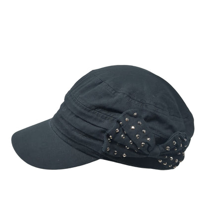 Unbranded Fitted Cadet Army Cap Hat Black One Size Bow Rhinestone