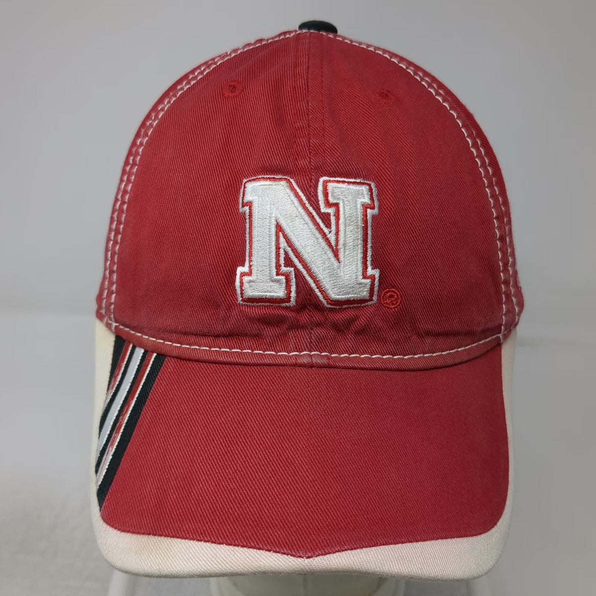 Nebraska Cornhuskers NCAA adidas Red XL Stretch Fit Curved Brim Cap Hat Huskers