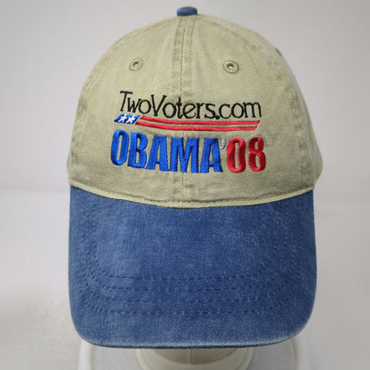 Otto Baseball Cap Beige Blue One Size Obama 08 TwoVoters.com Political Hat