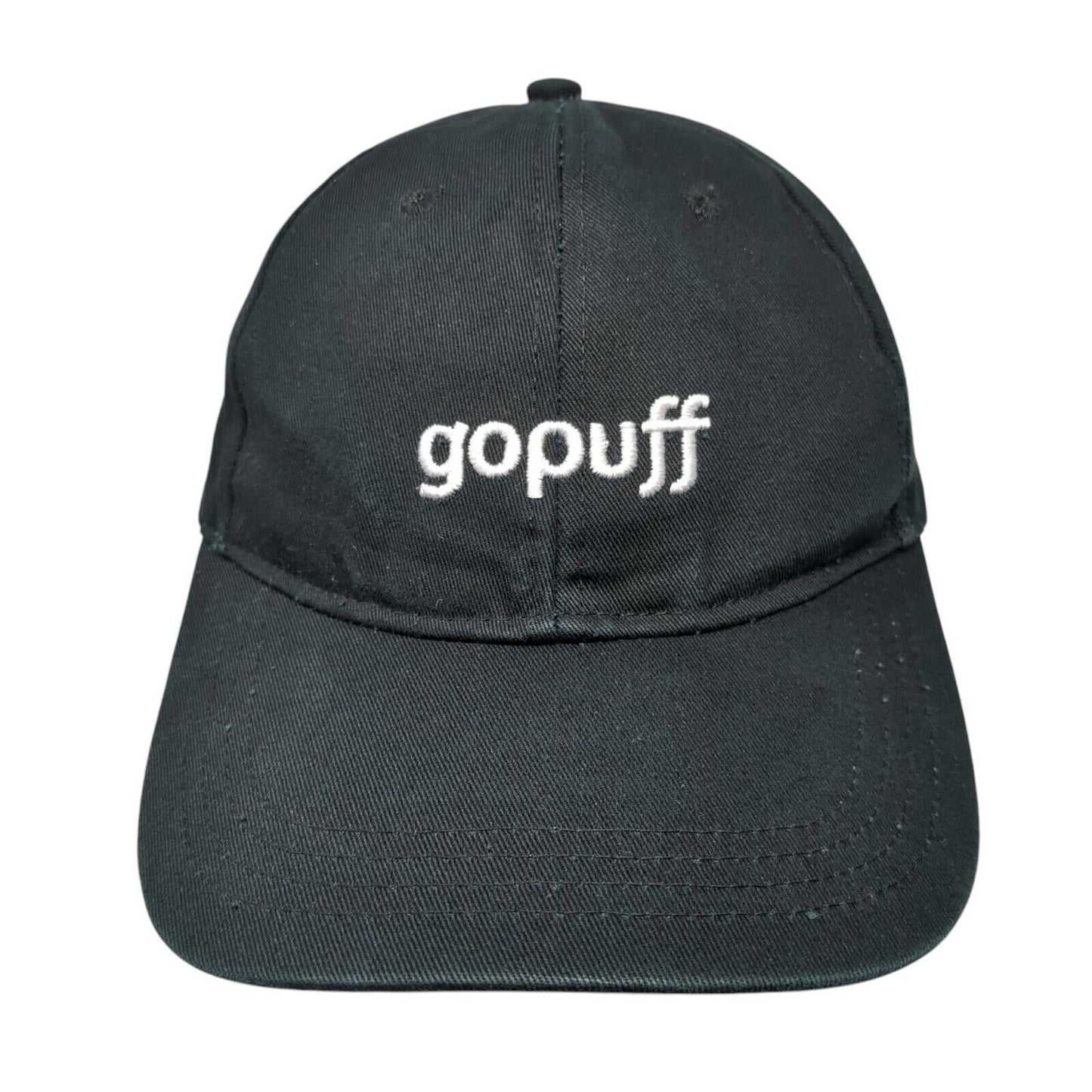 gopuff Slideback Baseball Cap Black One Size Adjustable Embroidered 6 Panel
