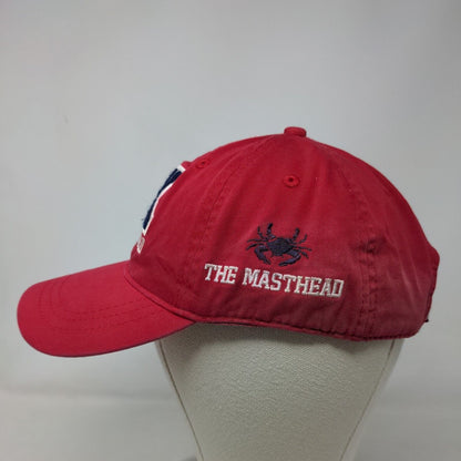 J. America Men's Slideback Hat Red OSFA Embroidered Oxford The Masthead Logo