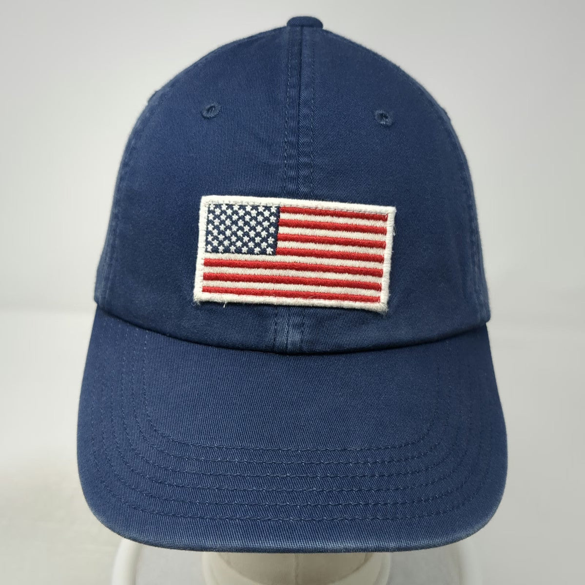 Old Navy Blue Baseball Cap One Size American Flag Patch Adjustable Strap Hat