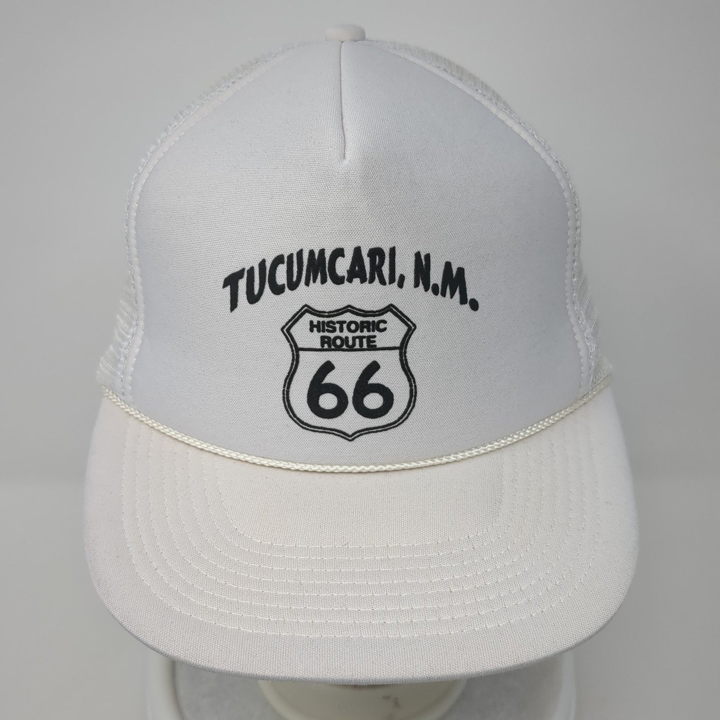 Tucumcari NM Historic Route 66 Snapback Rope Trucker Hat White One Size