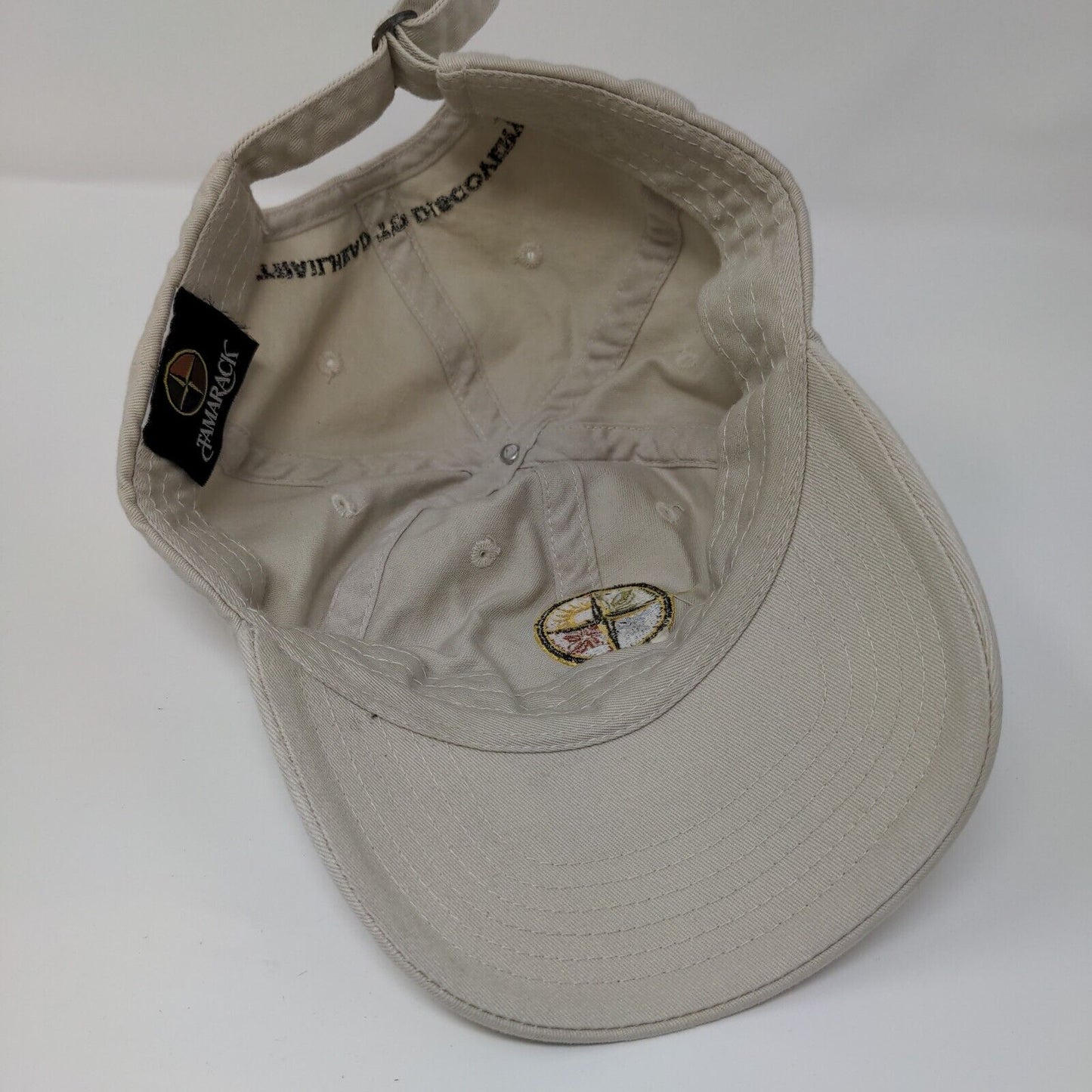 Tamarack Slideback Hat Tan OSFM Embroidered Trailhead To Discovery