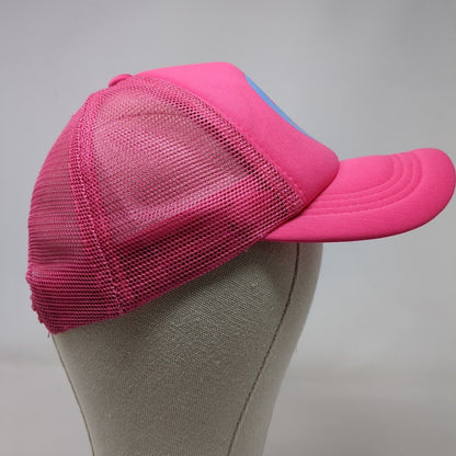 Smiley Emoji Snaoback Trucker Hat Pink OSFA Adjustable Breathable Mesh Back
