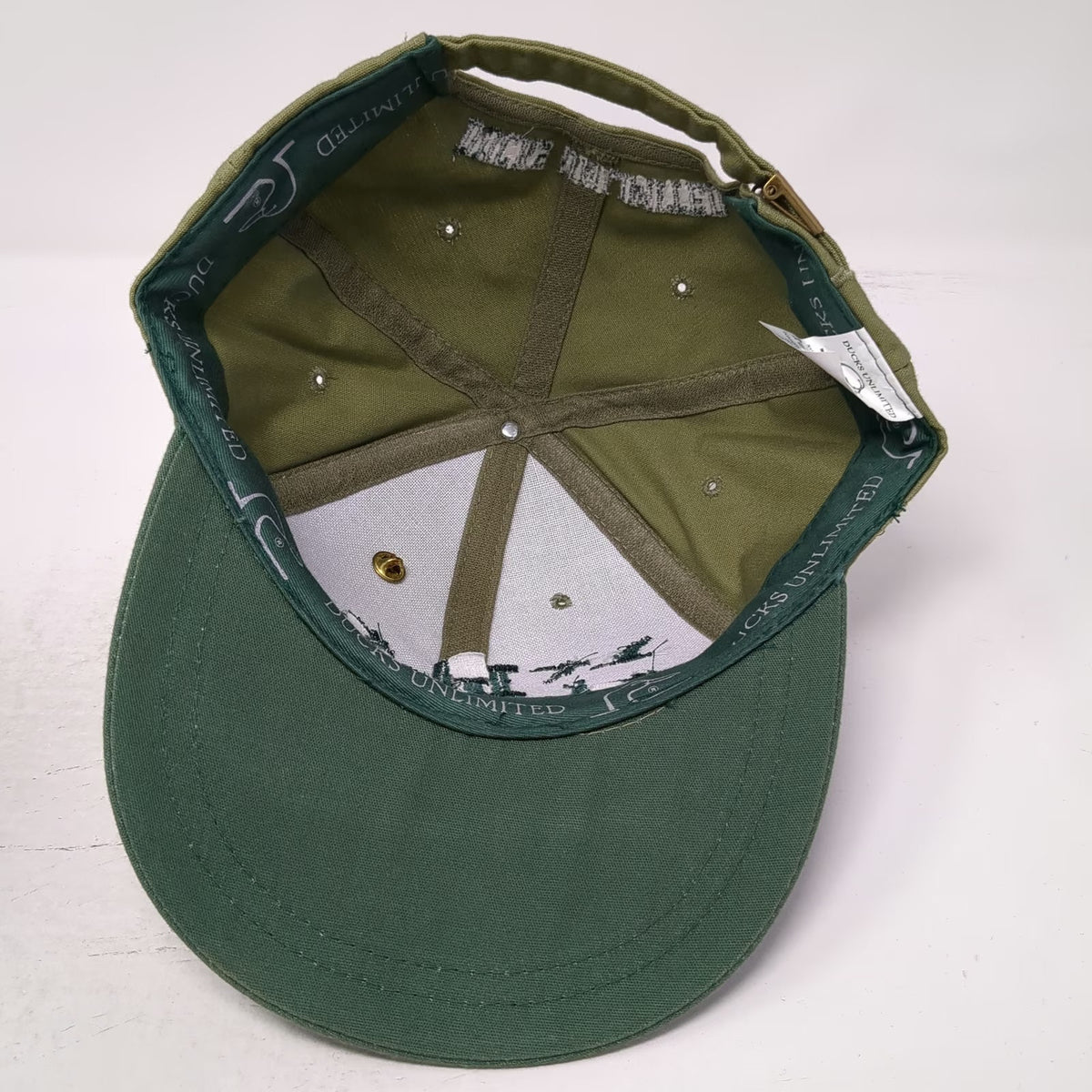 Ducks Unlimited Baseball Cap Green One Size Duck Embroidery Pin Slideback Hat