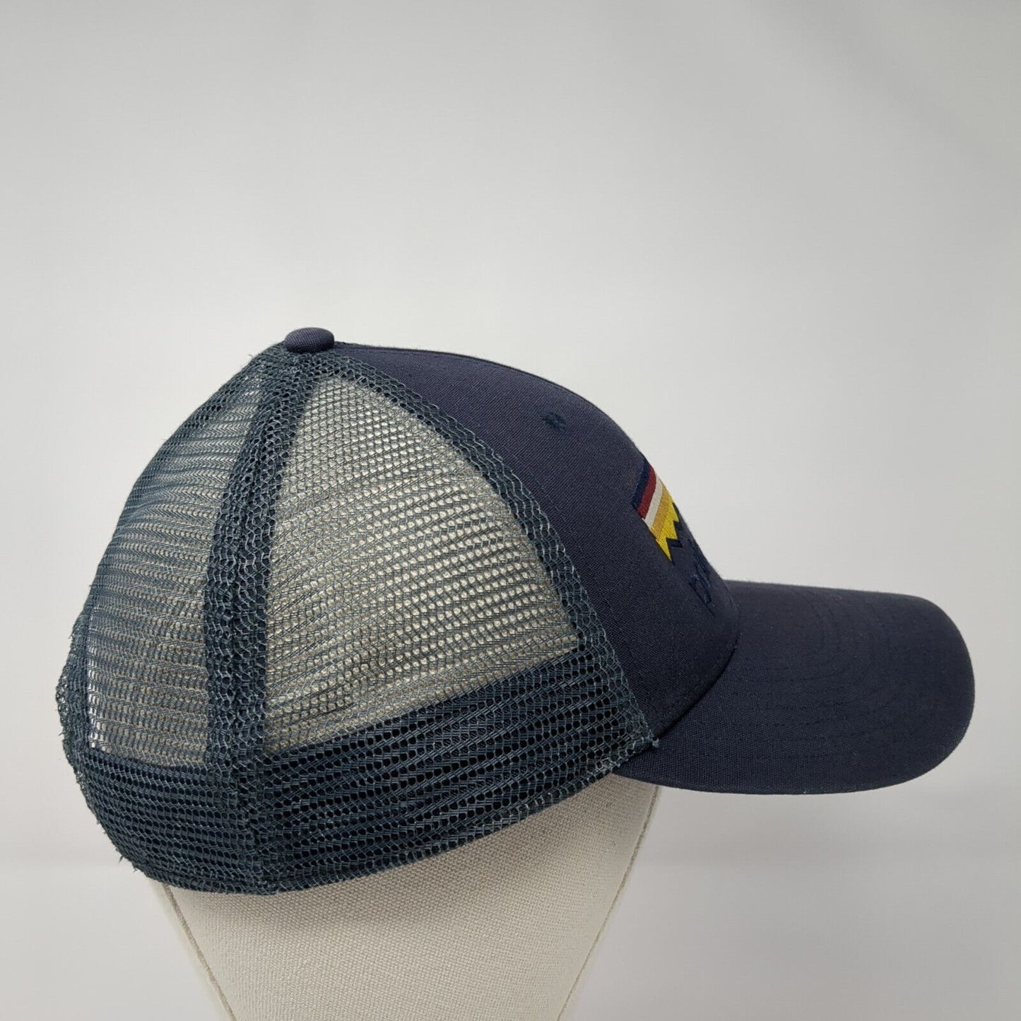 Patagonia Line Logo Snapback Trucker Hat Blue One Size Mesh Back Embroidered