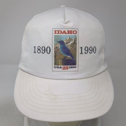 White Idaho Centennial 1890-1990 Postage Stamp 5 Panel Snapback Hat OS Vintage
