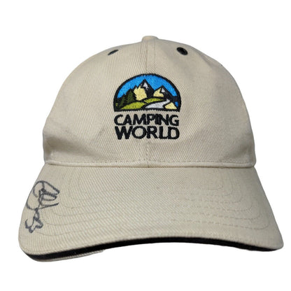 Camping World Men's Slideback Hat Tan Embroidered Logo 100% Cotton Adjustable