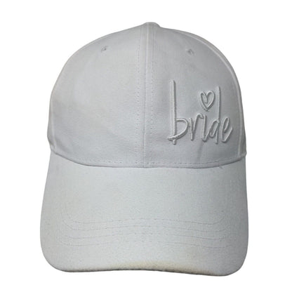 Bride Slideback Hat White One Size Adjustable Embroidered Miss To Mrs Faux Suede