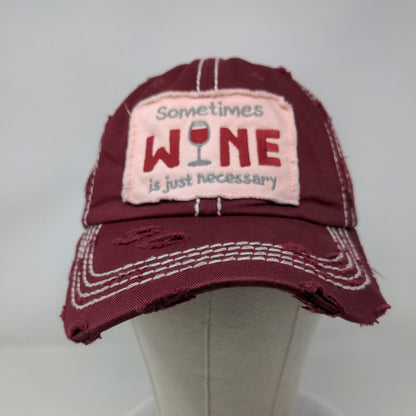Sometimes Wine Is Just Necessary Strapback Hat Red One Size KB ETHOS Vintage
