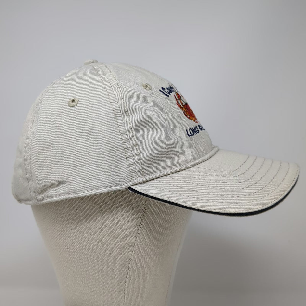 Triangle Sport Baseball Cap Beige OS Hat I Caught Crabs Long Beach WA Slideback