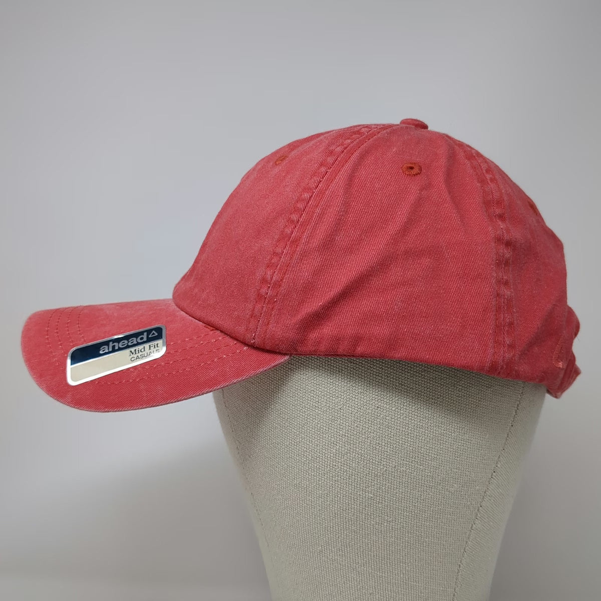 Ahead Baseball Cap Red One Size Fish Hook Logo Cotton Hat Slideback Curved Brim