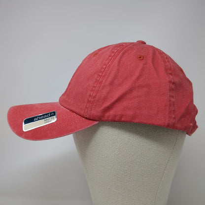 Ahead Baseball Cap Red One Size Fish Hook Logo Cotton Hat Slideback Curved Brim