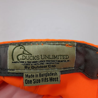 Ducks Unlimited Strapback Hat Orange One Size Adjustable Embroidered Outdoor Cap