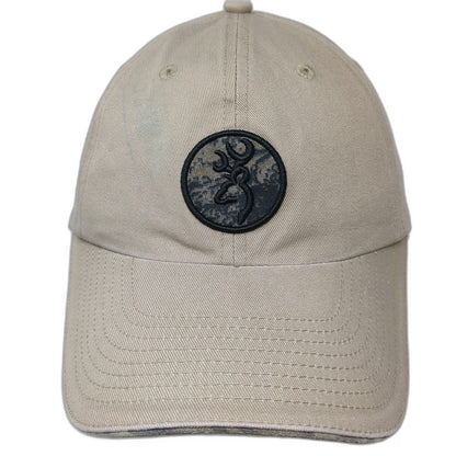 Browning Baseball Cap Beige One Size Buckmark Camo Patch Logo Strapback Hat