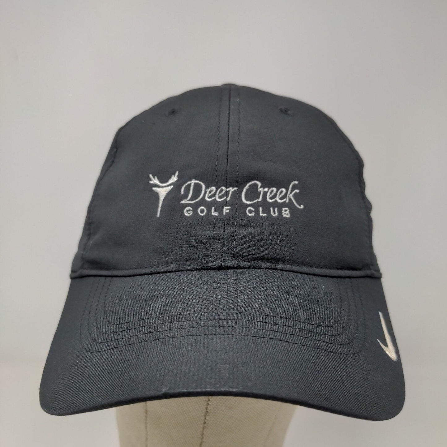 Nike Golf Men's Strapback Hat Black OSFM Embroidered Deer Creek Golf Club Logo