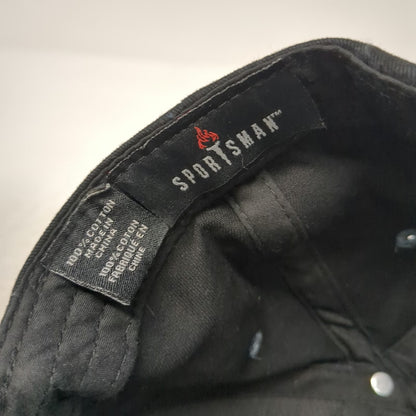 Sportsman Penske Baseball Cap Black Gray OSFM Embroidered Cotton Strapback Hat
