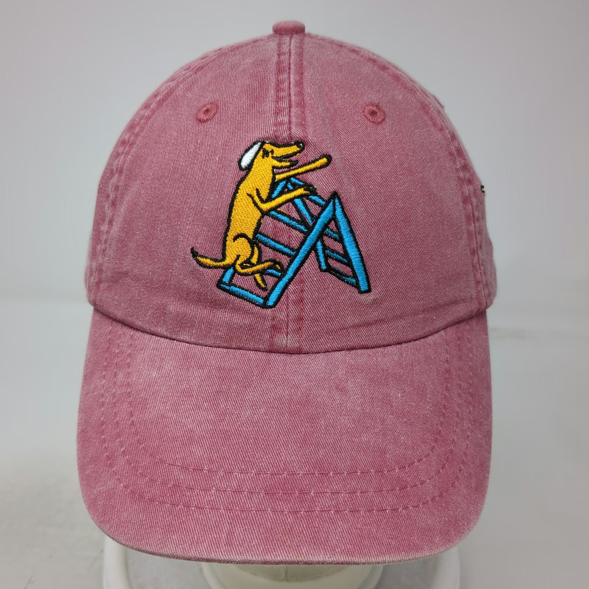 Adams Baseball Cap Red One Size Leather Strapback Adopt Dog Graphic Hat Rescue