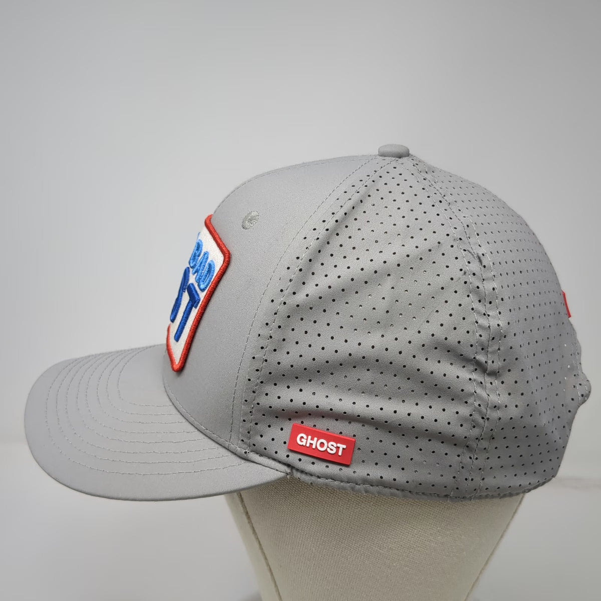 GHOST Trucker Hat Gray One Size Play Bad Fast Patch Perforated Golf Snapback Cap