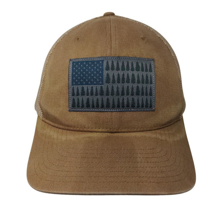 Tree Flag Fitted Mesh Back Trucker Hat Tan One Size Columbia Flexfit