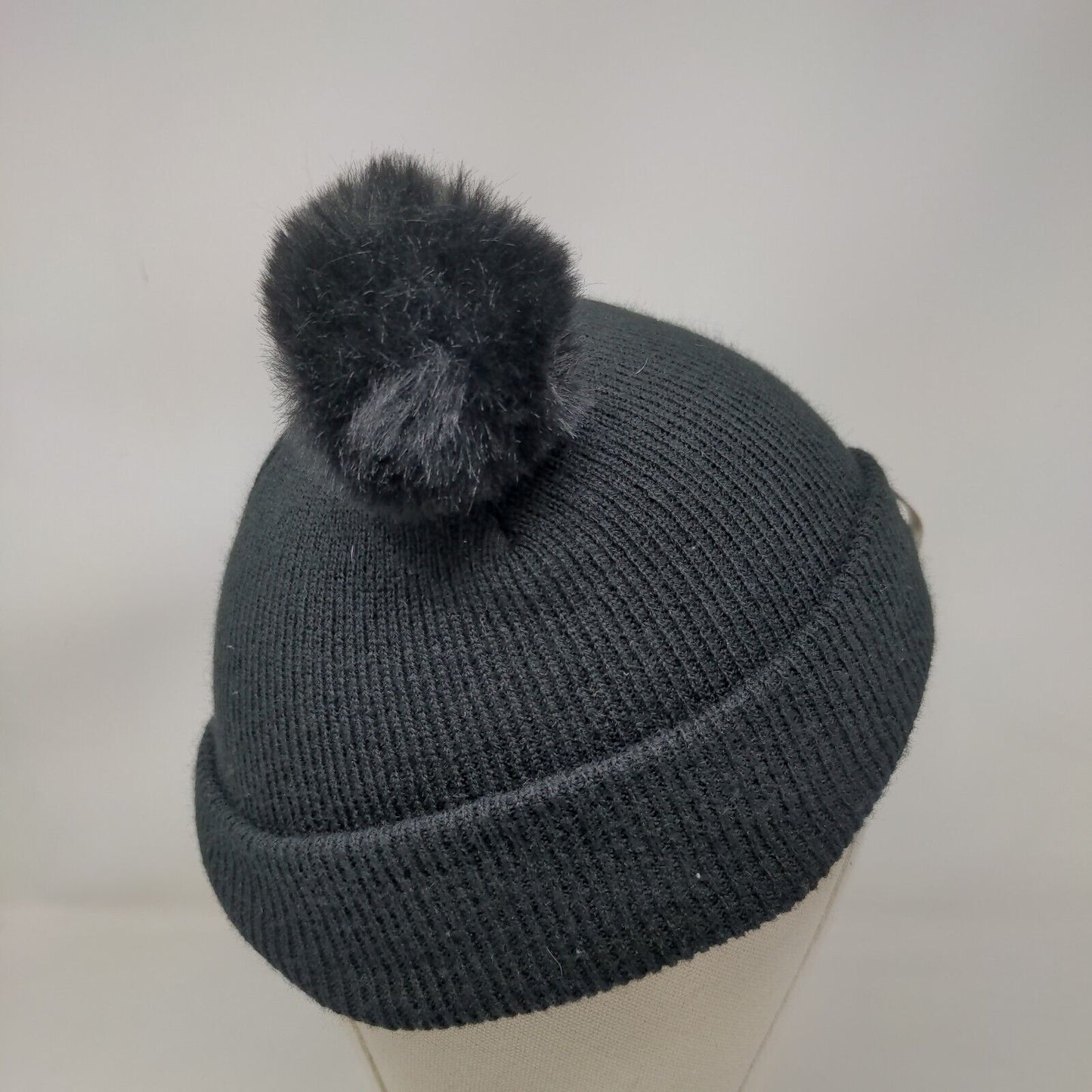 Moonlight Ride on The Wave 15 Beanie Hat Black One Size Knitted Pom Pom Fleece