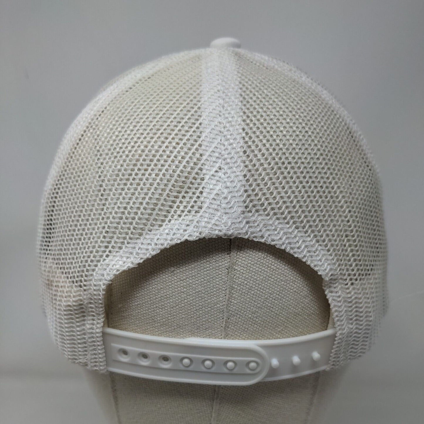 Upside Down Smiley Emoji Snapback Mesh Back Trucker Hat White One Size