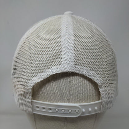 Upside Down Smiley Emoji Snapback Mesh Back Trucker Hat White One Size