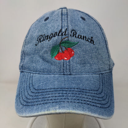 Ringold Ranch Cherry Strapback Hat Blue Denim OSFM Embroidered Otto