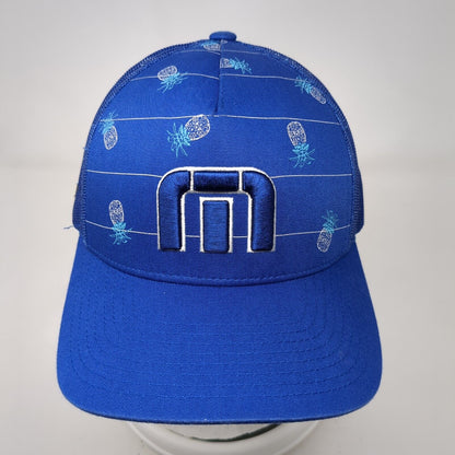 Travis Mathew Pineapple Snapback Trucker Hat Blue One Size Mesh Back