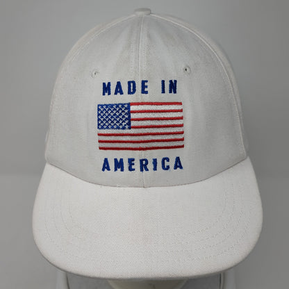 Made In America Strapback Baseball Cap White OS Adjustable Patriotic Unionwear
