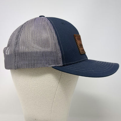 Richardson 112 Trucker Hat Blue Gray One Size Honey Hole Outdoors Leather Patch