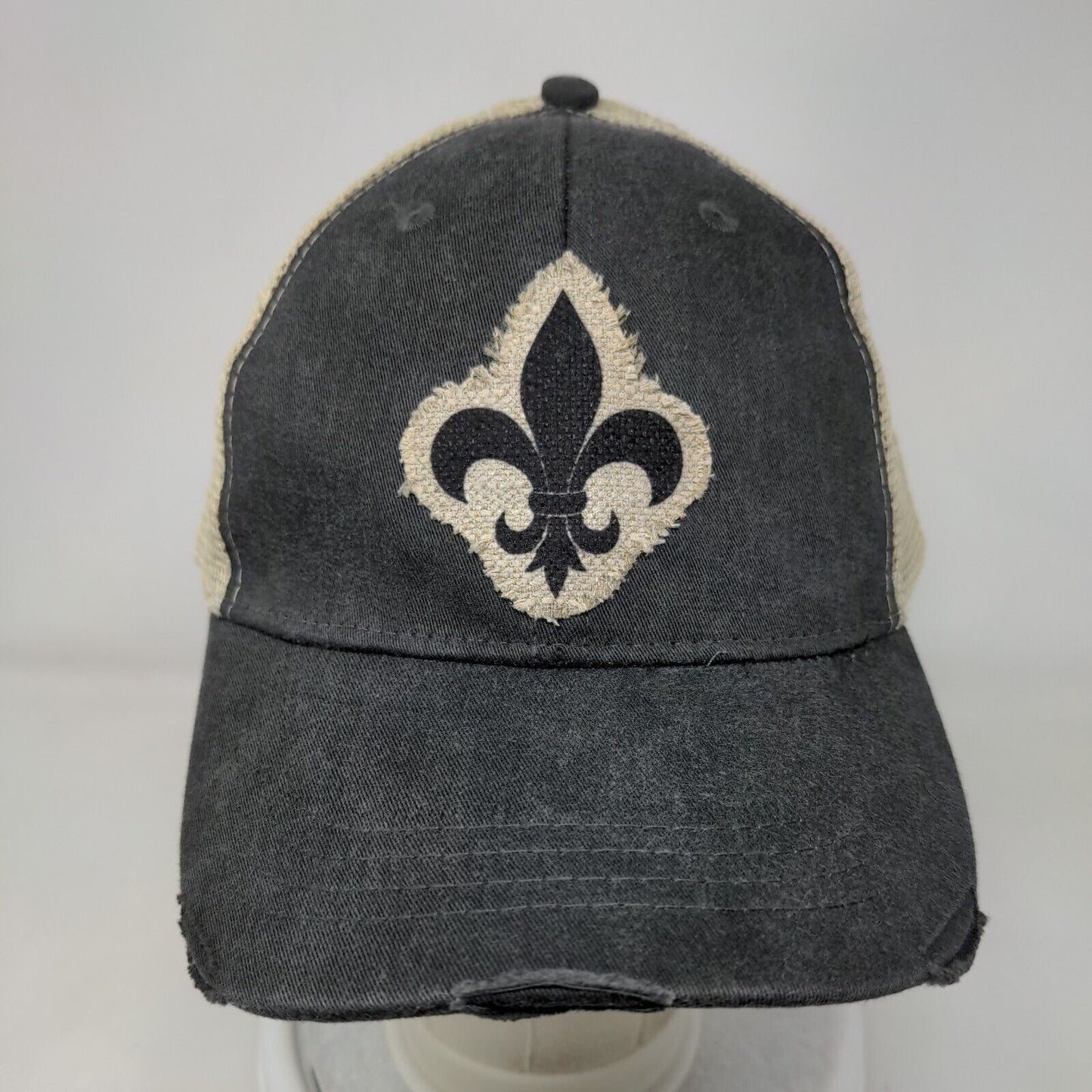 Fleur De Lis Snapback Trucker Hat Gray One size Adjustable Mesh Back Adams