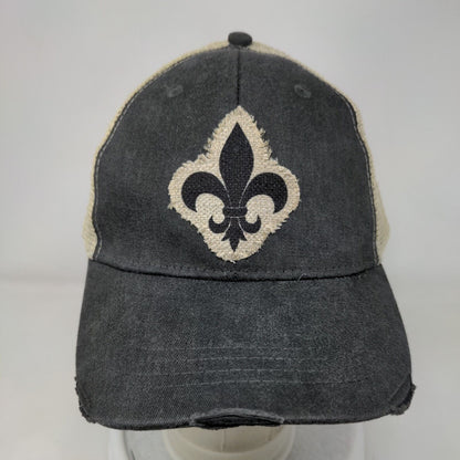 Fleur De Lis Snapback Trucker Hat Gray One size Adjustable Mesh Back Adams