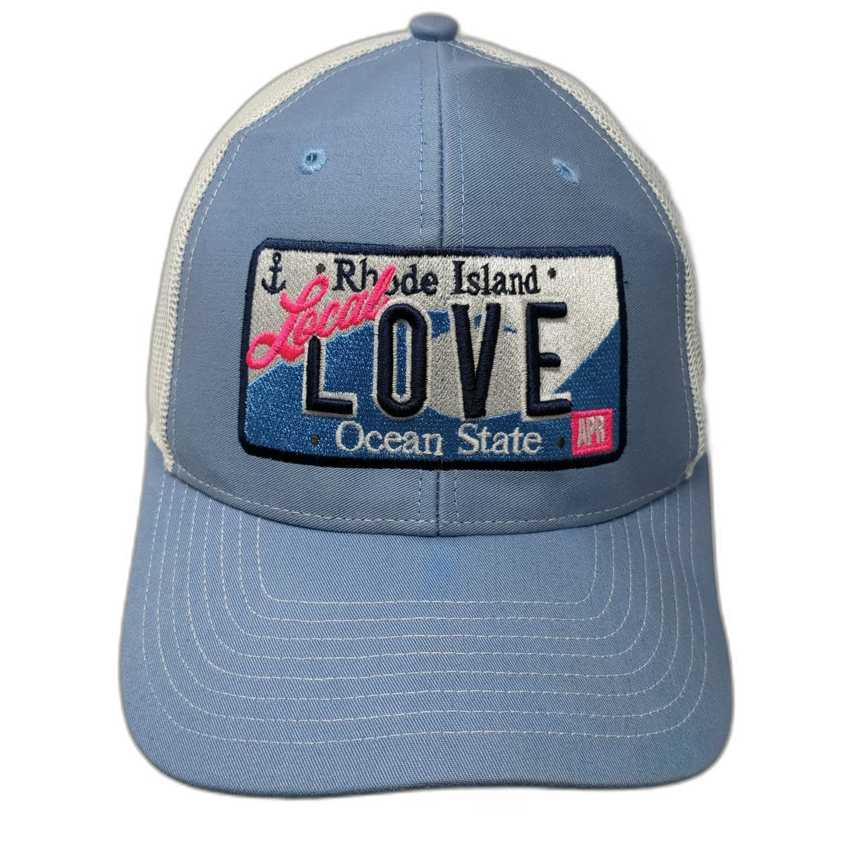Richardson Trucker Hat Blue One Size Rhode Island Local Love Ocean State Patch