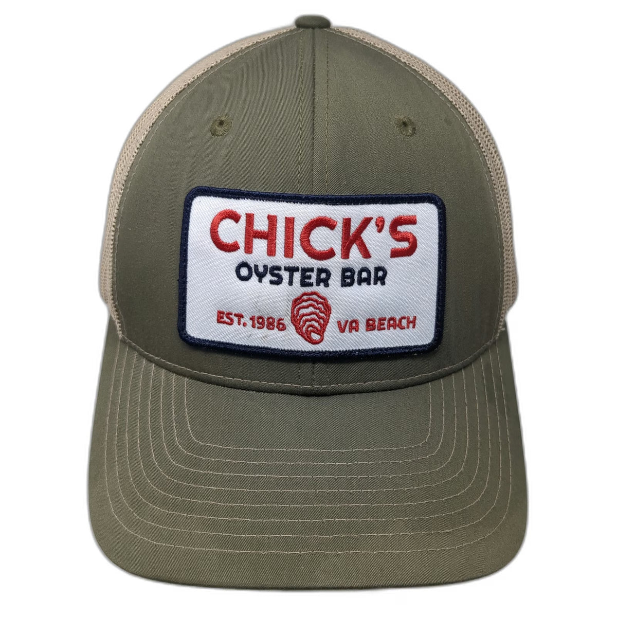Richardson Trucker Hat Green One Size Chick's Oyster Bar VA Beach Snapback