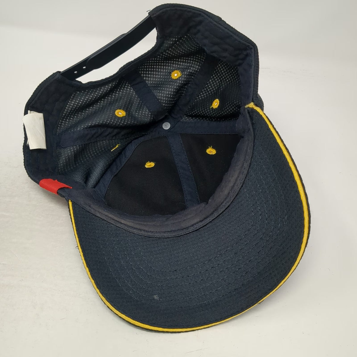 McDonald's Snapback Hat Blue One Size Mesh Textured Yellow Eyelets Brim Piping