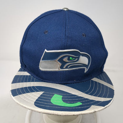 Seattle Seahawks NFL New Era Snapback Blue One Size 9FIFTY Graphic Flat Bill Hat