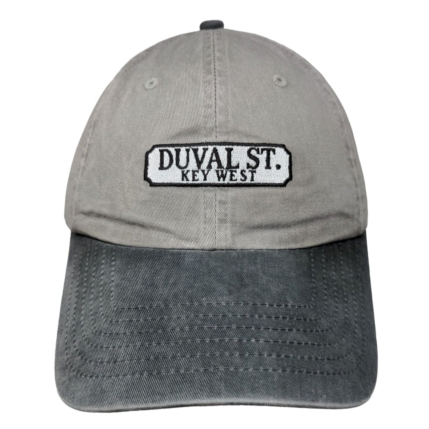 Duval St. Key West Slideback Hat Gray One Size Embroidered Colorblock
