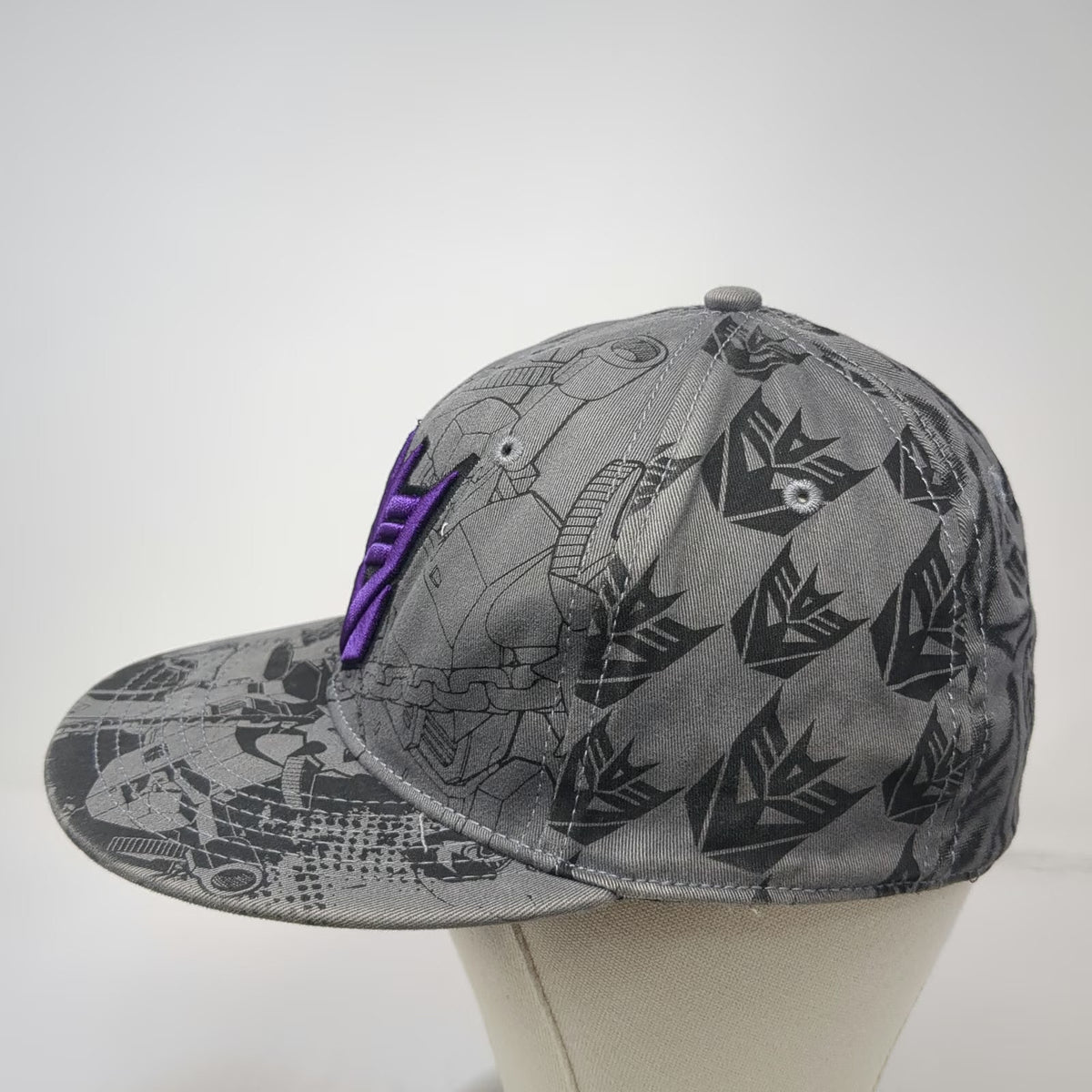 Transformers Decepticon Baseball Cap Gray One Size Purple All Over Print Hat