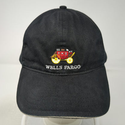 GSC LTD Baseball Cap Black One Size Wells Fargo Stagecoach Logo Slideback Hat