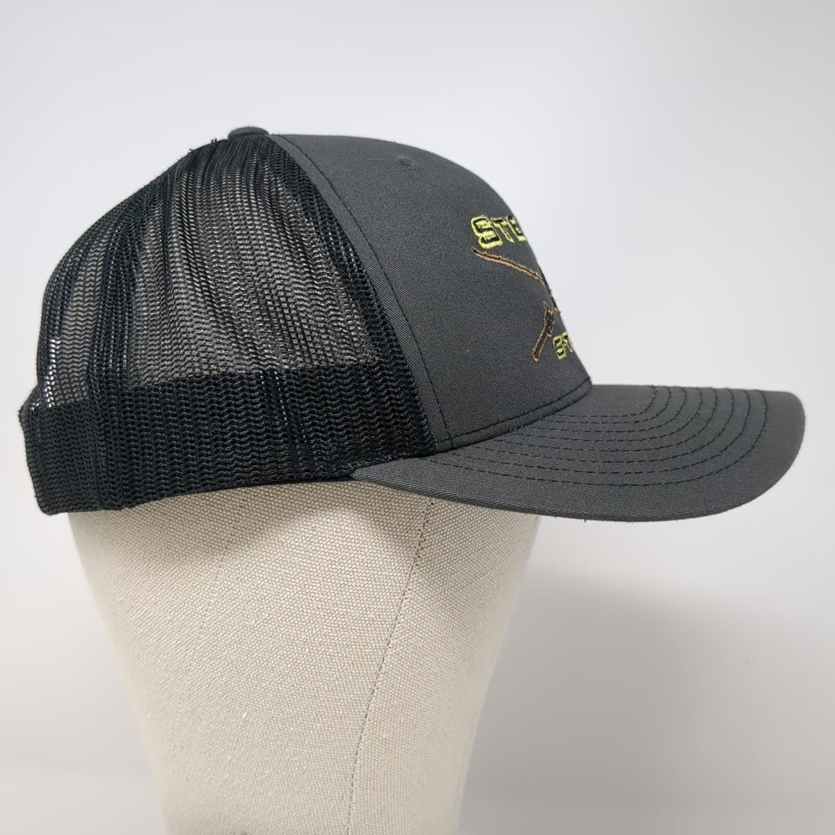 Richardson Trucker Hat Gray One Size Stealth Stixx Fishing Skull Mesh Snapback