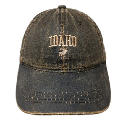 Outdoor Cap Baseball Cap Brown One Size Distressed Idaho Deer Strapback Hat