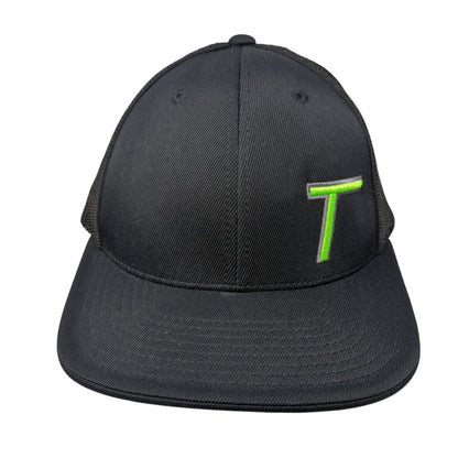 Tradesmen Pink Ribbon Cancer Awareness Fitted Trucker Hat Black 7 3/8-8 6 Panel