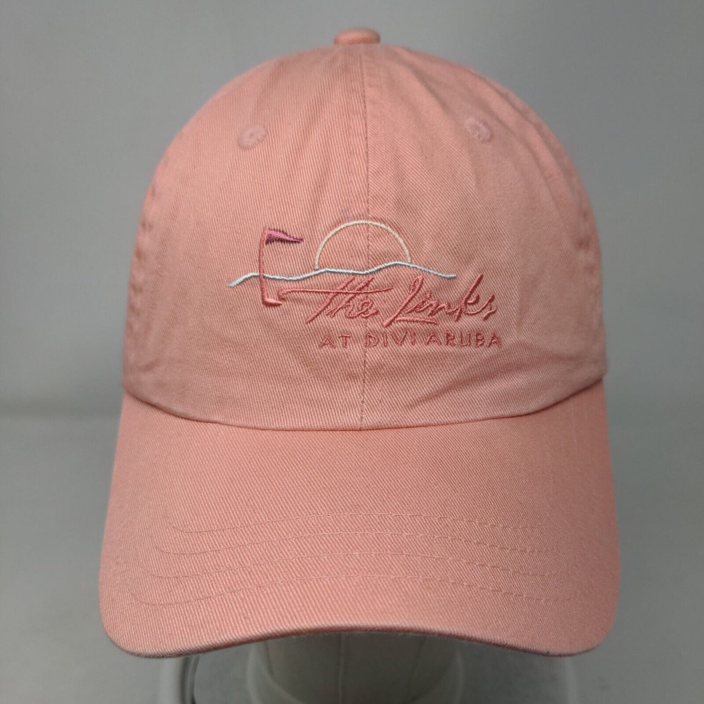 The Links at Divi Aruba Strapback Hat Pink OS Adjustable Embroidered Imperial