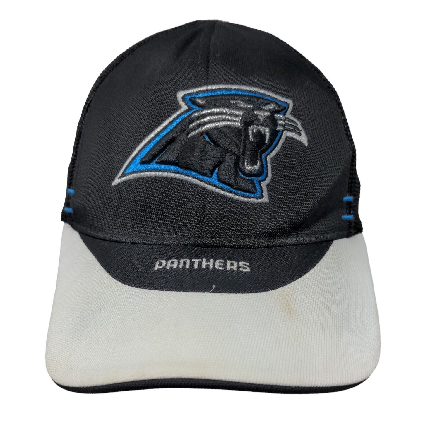 Carolina Panthers Fitted Mesh Back Hat Black OSFA Embroidered Logo NFL Reebok